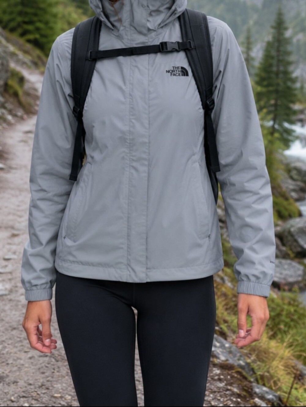 The North Face Resolve 2 DryVent Hooded Waterproof Rain Jacket Gray Women Medium